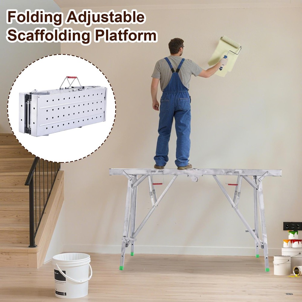 Work Platform Adjustable Height Portable Scaffolding Platform 330 Lb Load