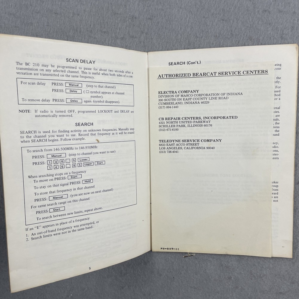 Electra Bearcat 210 Owners Manual Copyright 1978