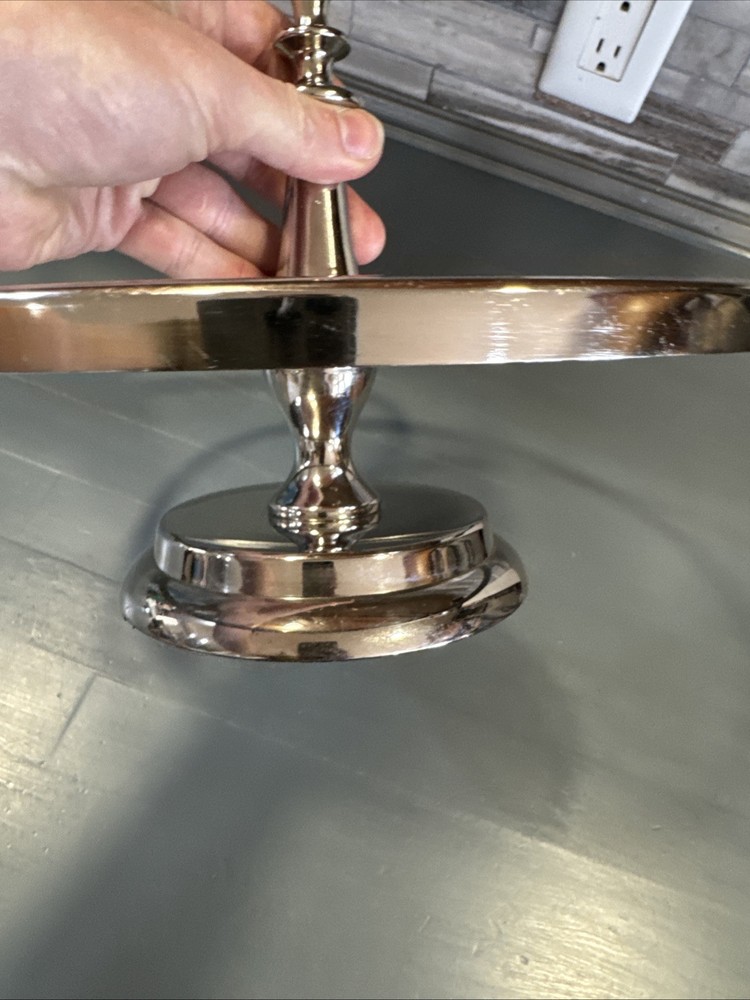 Glass / Silver Cake Stand 9” Tall X 11 1/2”