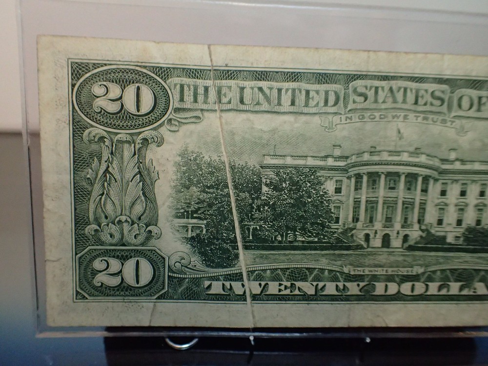 1977 $20 Gutter Fold Error Runs thru Serial and Seal On Both Obverse and Reverse