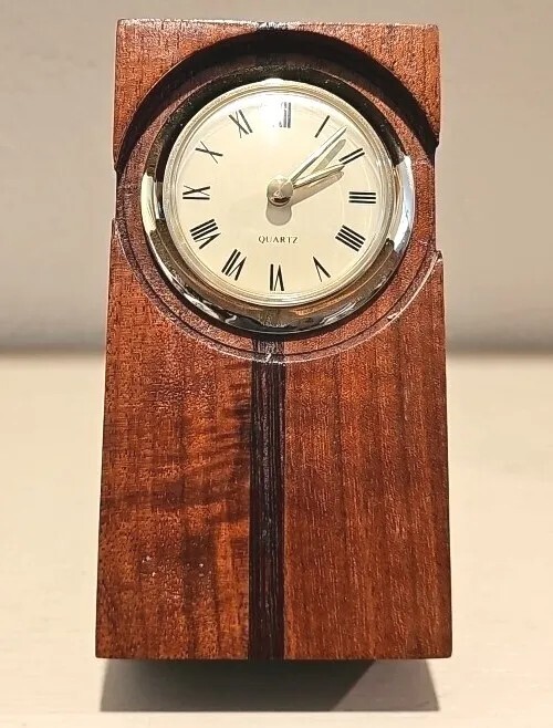 Solid Wood Block Desk Clock - 5.5" X 3"