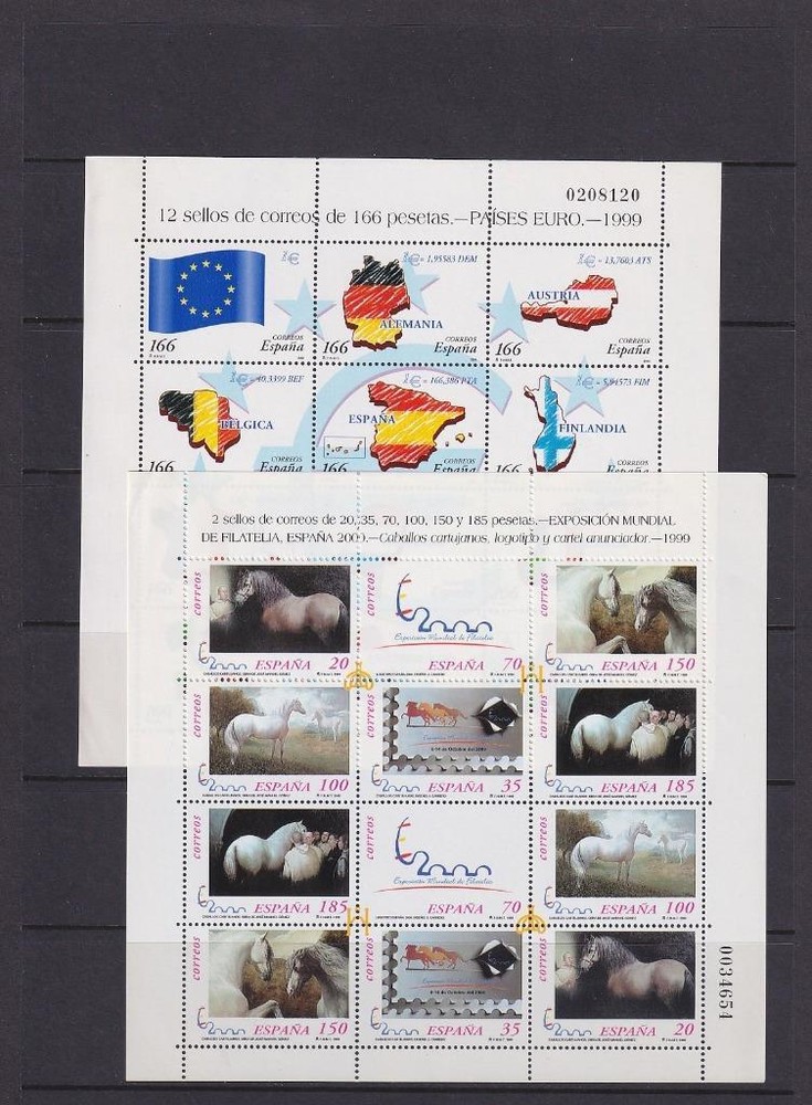 Spain 1999 Stamps and Sheets, MNH. Mostly Fine condition.