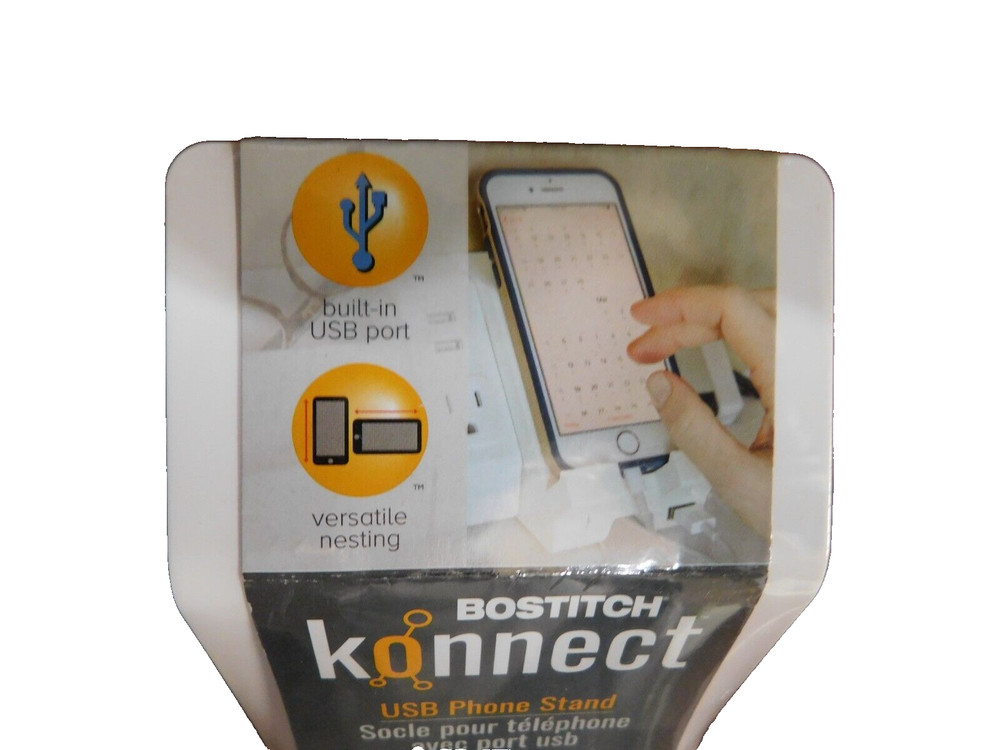 Bostitch Konnect Plastic Phone Dock with USB Port White