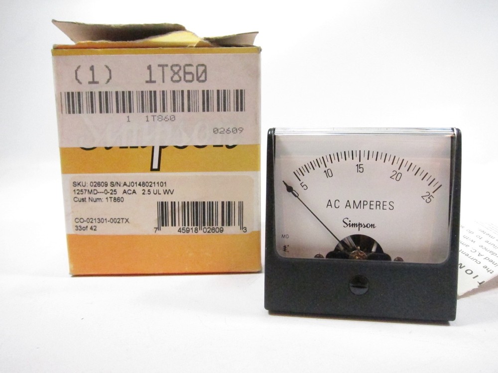 New Simpson 02609 Analog Panel Meter 1257