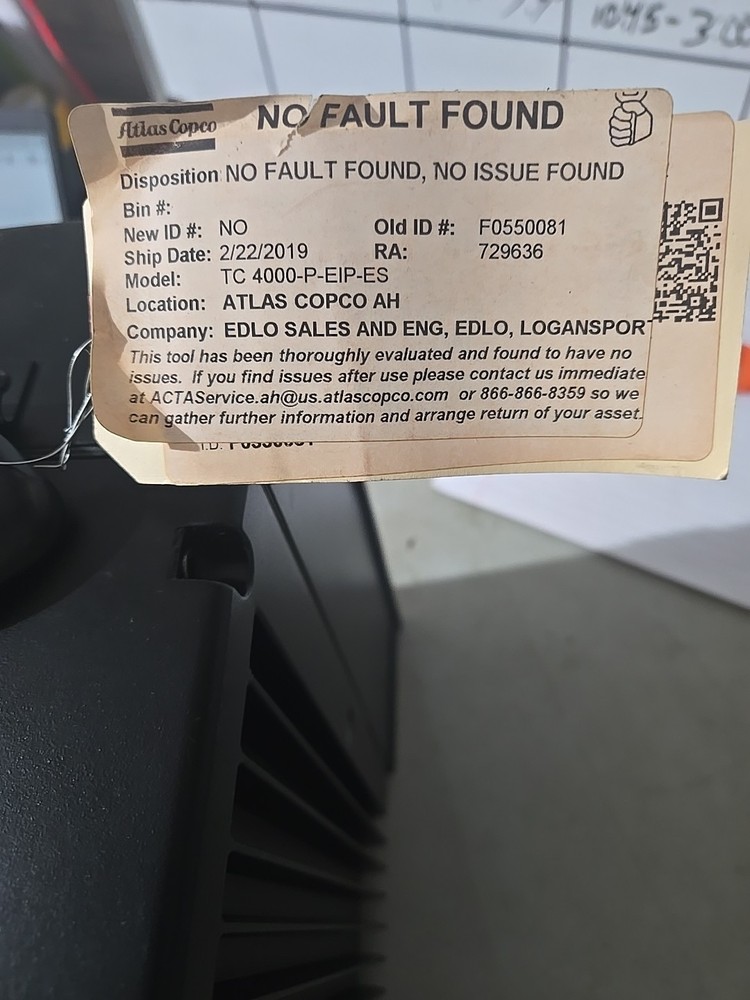 ATLAS COPCO POWER MACS CONTROLLER TC 4000-P-EIP-ES