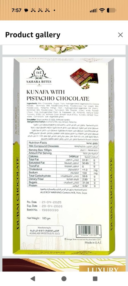 Real Dubai chocolate authentic made in UAE