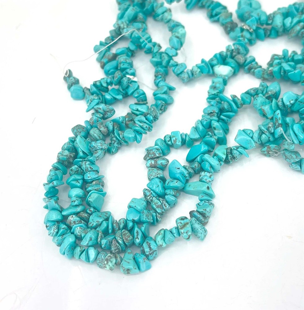 Blue Turquoise Nugget Chip Beads 16"