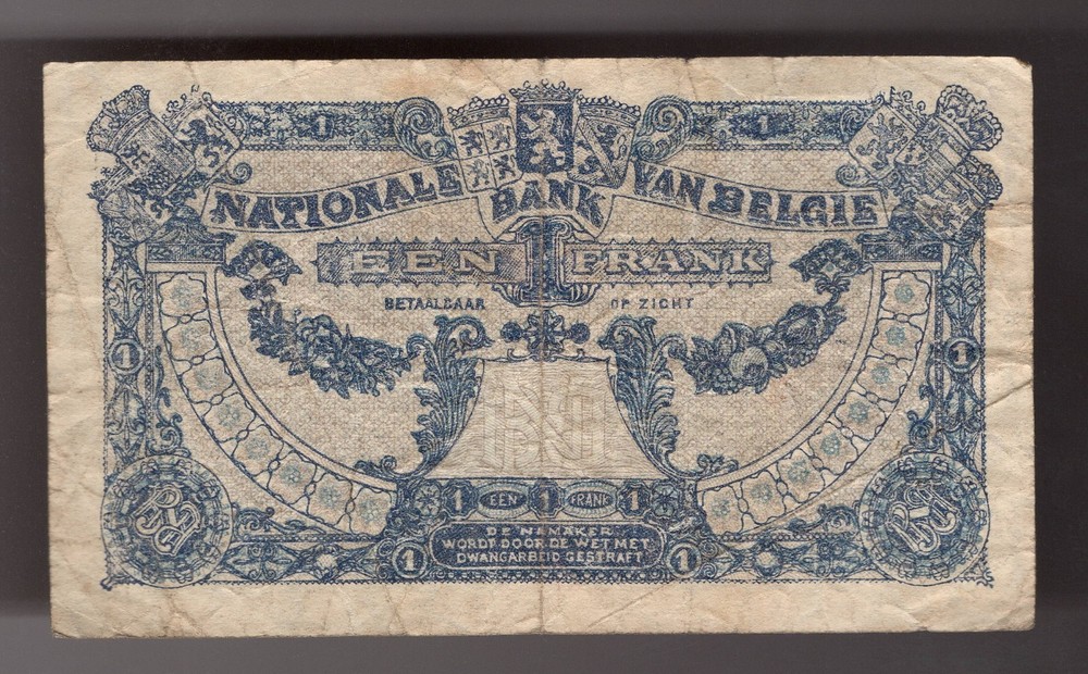 1920 Belgium 1 Franc Pic# 92