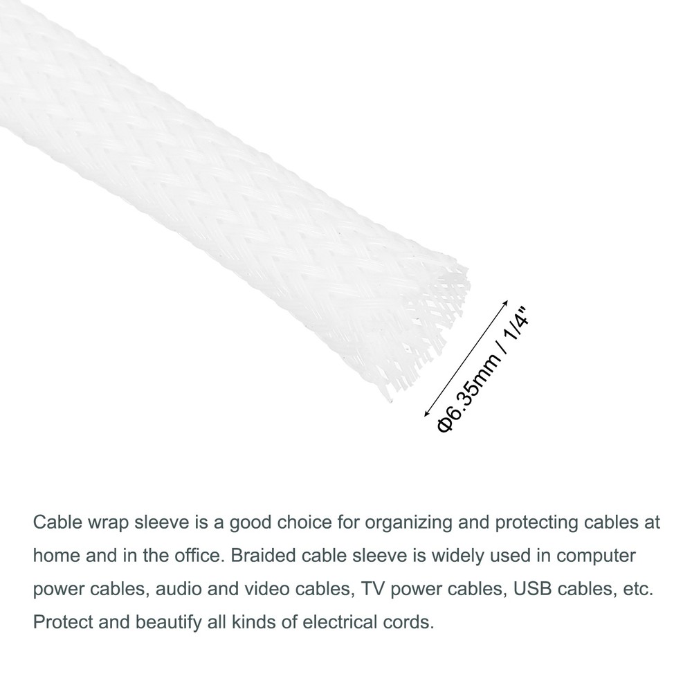 Expandable Sleeving 1/4-inch 100ft Cable Sleeve White
