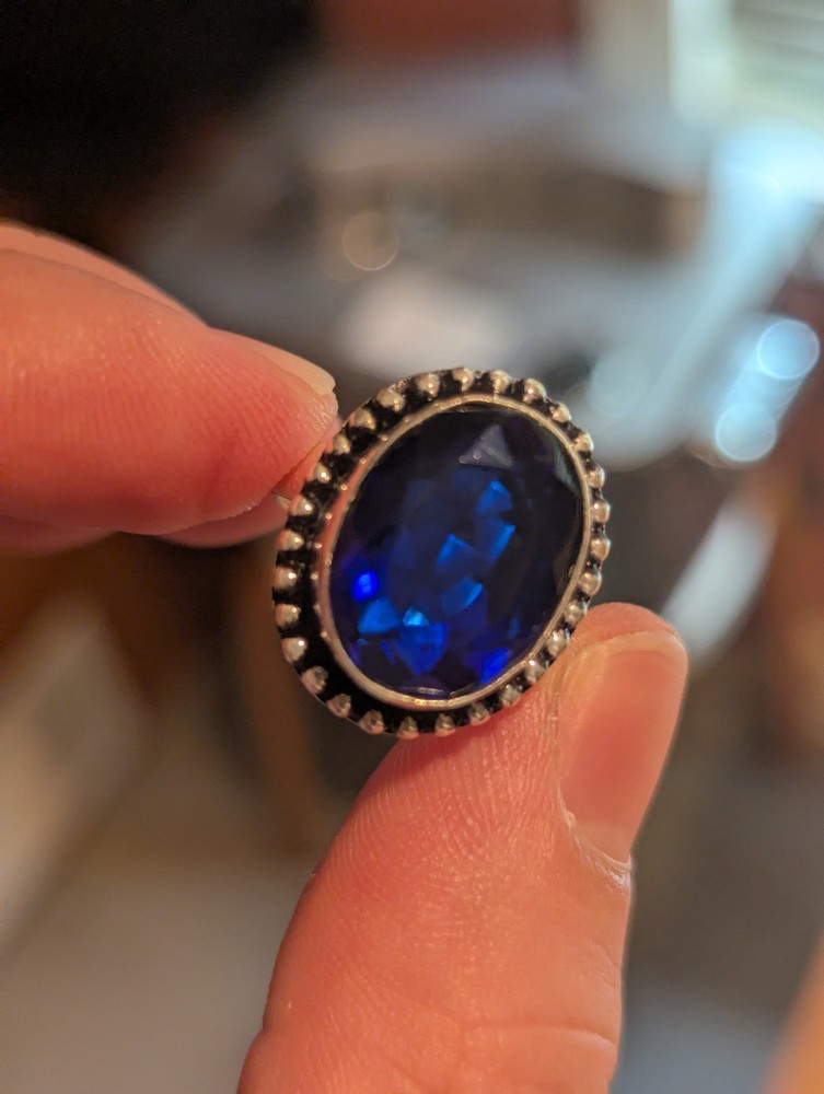 Blue Sapphire Oval Ring Size 9