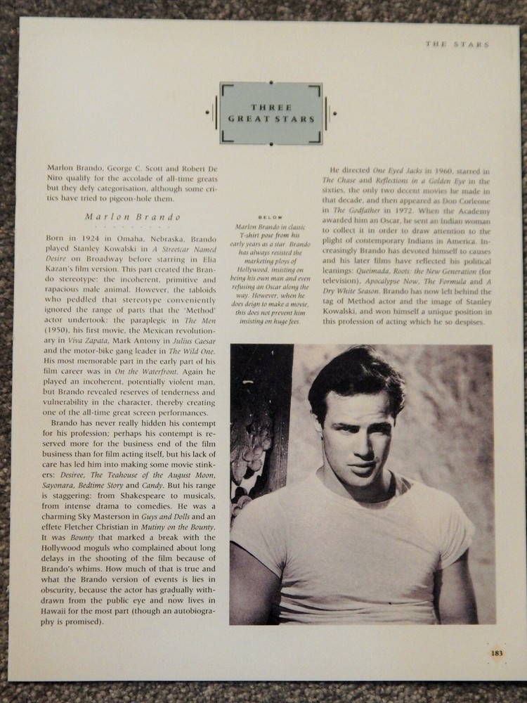 MARLON BRANDO / GEORGE C SCOTT NICE PHOTOS 1992 ARTICLE