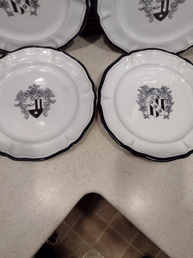 4 Salad Plates Shield Pattern - Made In Italy