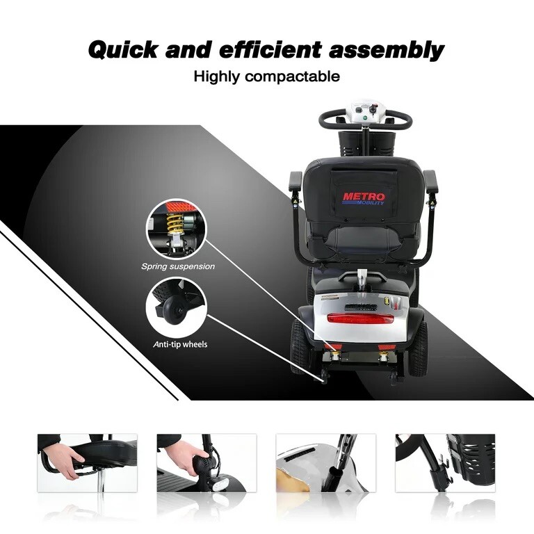 Mobility Scooter 4 Wheel Speed 5 Mph, Max Load 265lbs,Adults with Head Light
