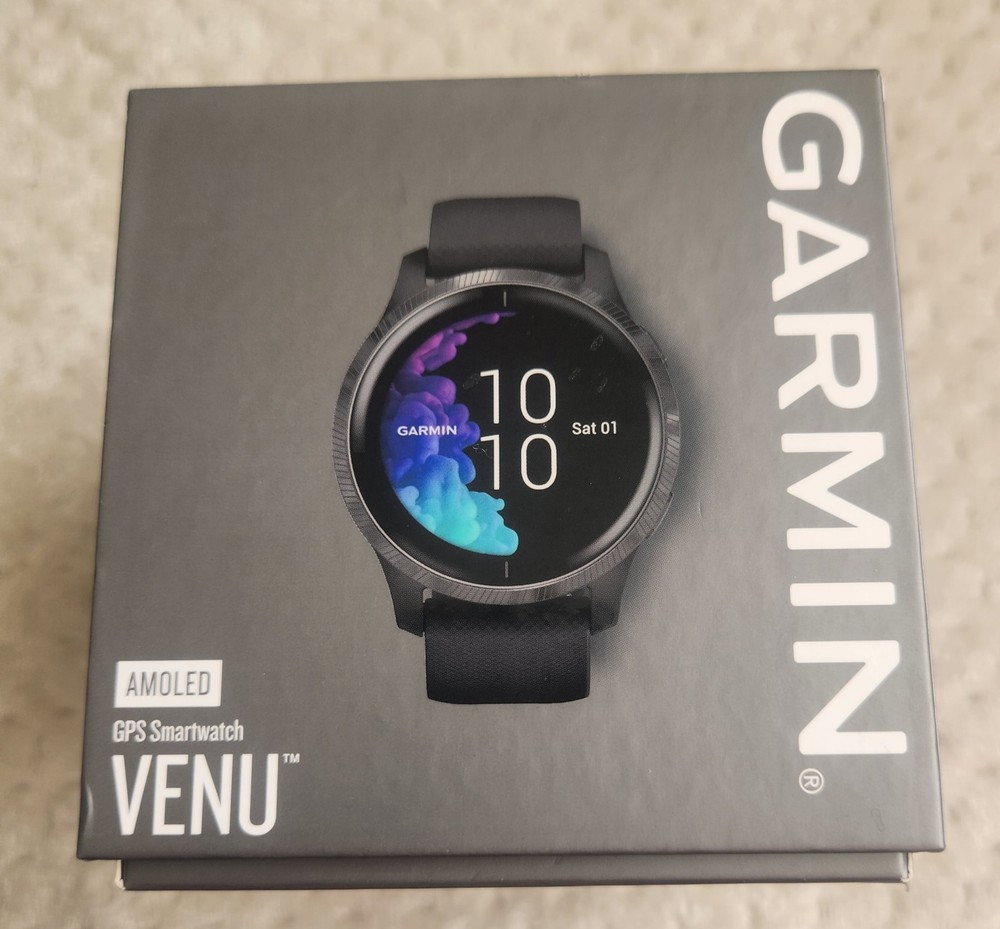 Garmin Venu GPS Smartwatch Bright AMOLED Display Black with Slate