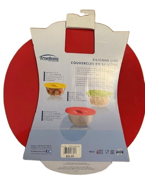 3-pack Trudeau Silicone Bowl Lid Stackable Food Storage Covers
