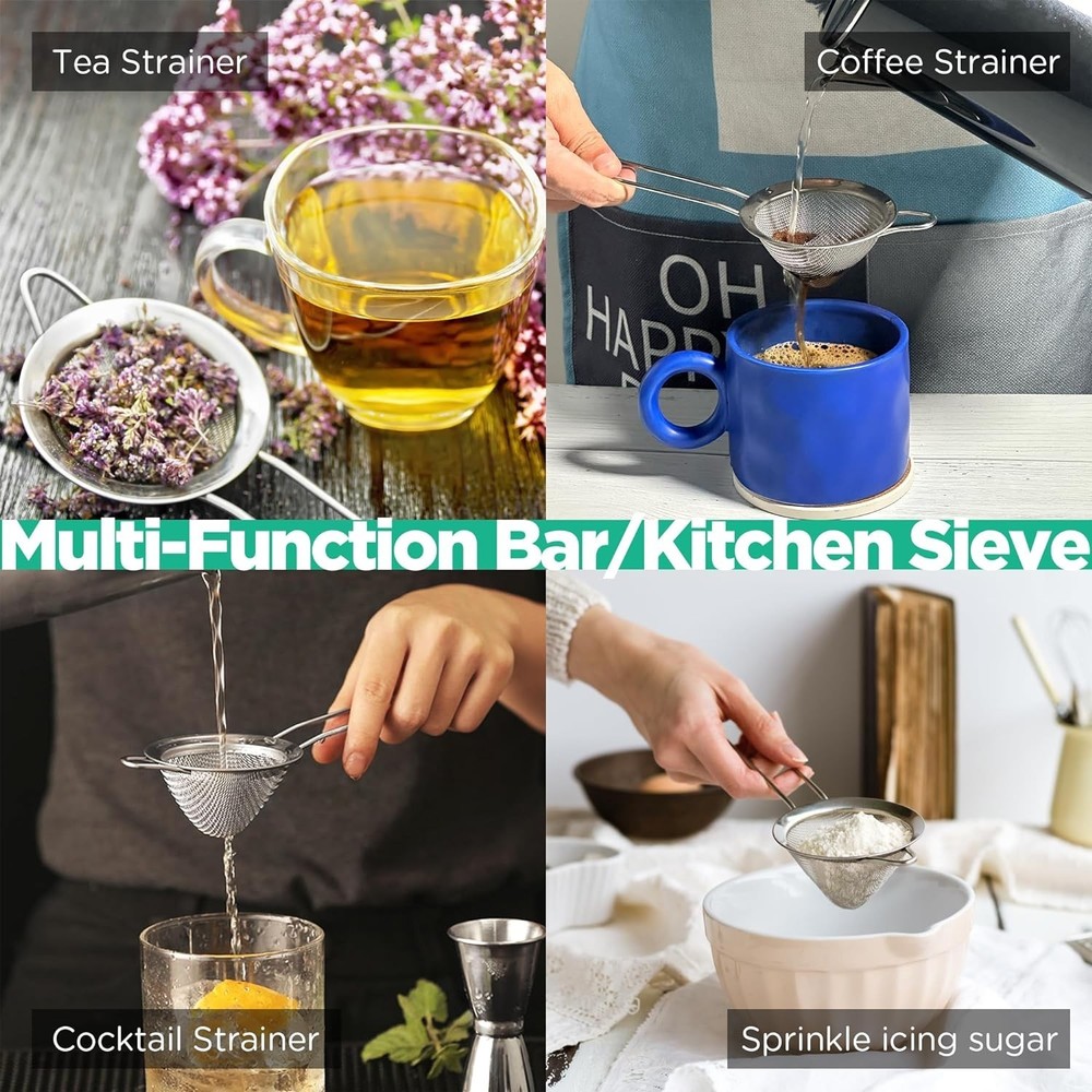 Classic Silver 3.3" Fine Mesh Strainer - Durable & Easy to Clean Kitchen Tool