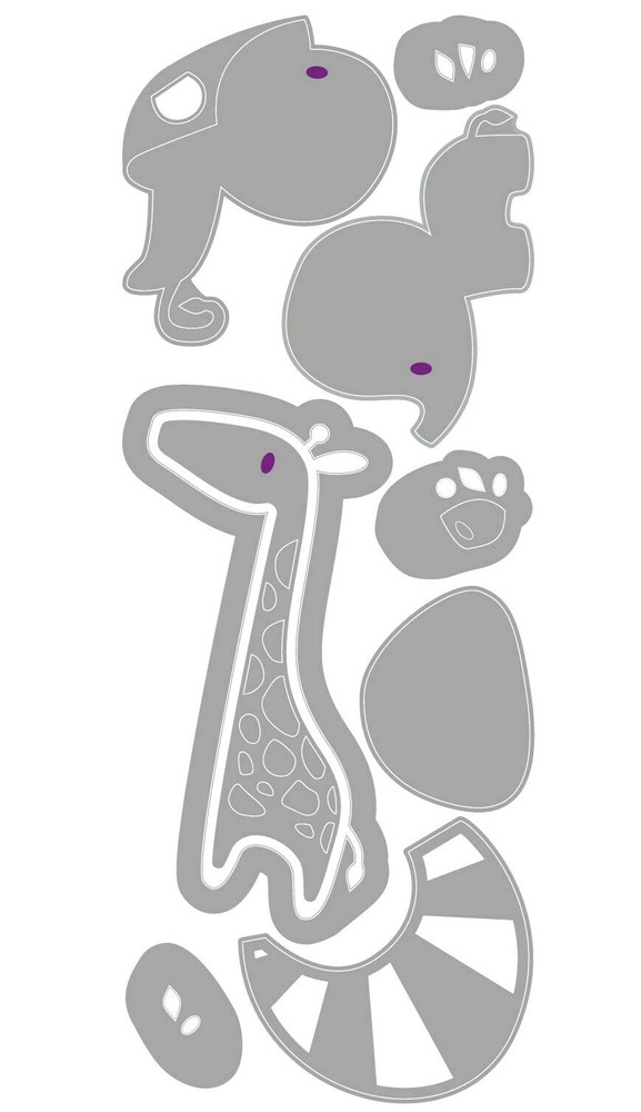 Baby Jungle Animals Sizzix Thinlits Thin Metal Die Set 663580 NEW! Lion Elephant