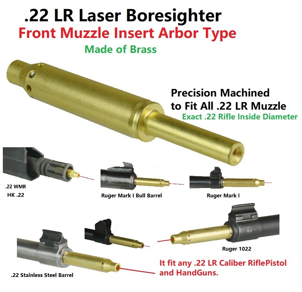 Ruger .22lr Laser Bore Sight, Sighter,Front Muzzle Insert Arbor Type Boresighter