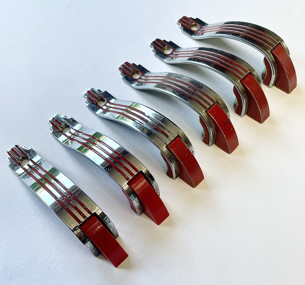 Antique Original Art Deco Skyscraper Chrome Cabinet Drawer Pulls Handles Knobs 6