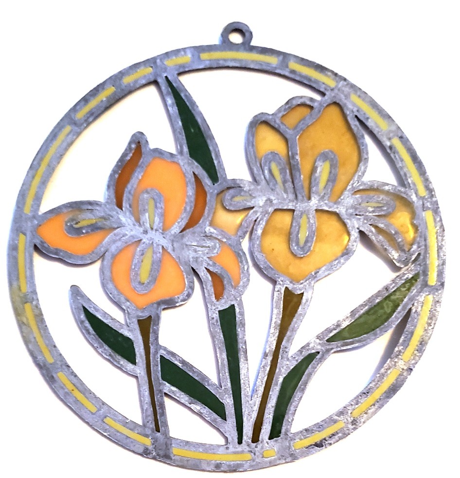 Vintage 4" Round Floral Suncatcher