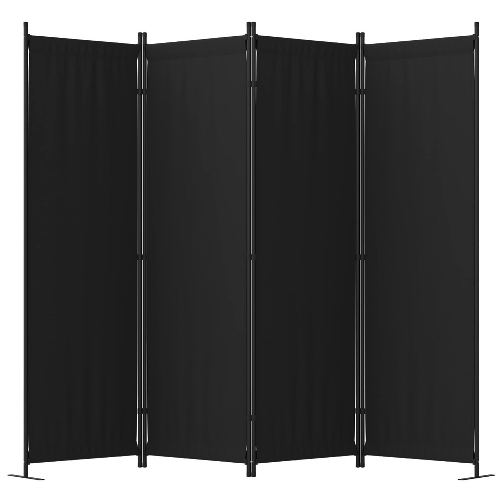 Black 4 Panel Folding Privacy Screen 88" Room Divider Panel For Office Bedroom