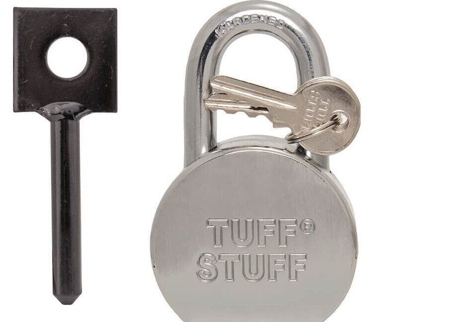 Locking Gate Pin With Square Head & Padlock Standard Shackle, Round Steel