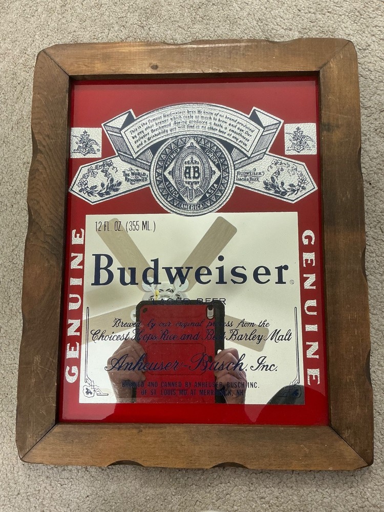 BUDWEISER MIRROR FRAMED 15 “ W x 18 3/4” L