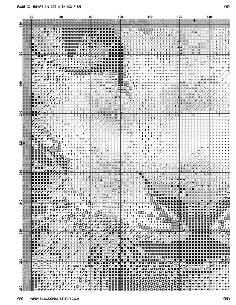 Egyptian cat with Koi Fish - Chart Counted Cross Stitch Pattern Needlework 1537