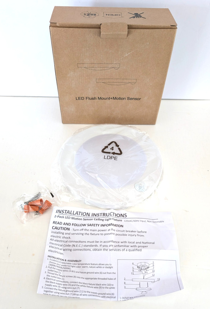 LED Flush Mount + Motion Sensor Model No. BLMS040715W-3CCT