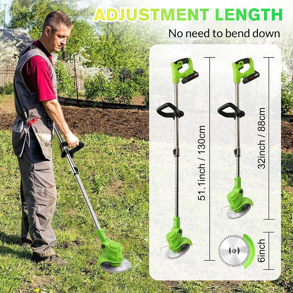Cordless Electric Weed Lawn Eater Edger Yard Grass String Trimmer Cutter Mower