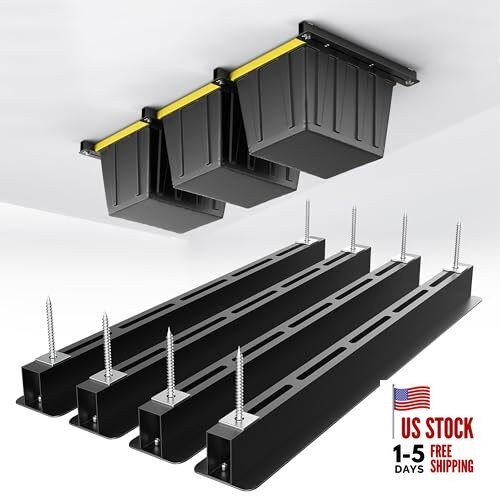 Ceiling Storage Rack, Heavy Duty Overhead Garage Storage Rack, For 3 Bins