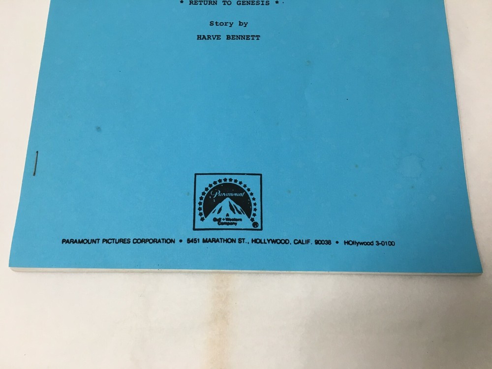 STAR TREK 3 Return to Genesis. Harvey Bennett. Paramount Pictures. Script? Three