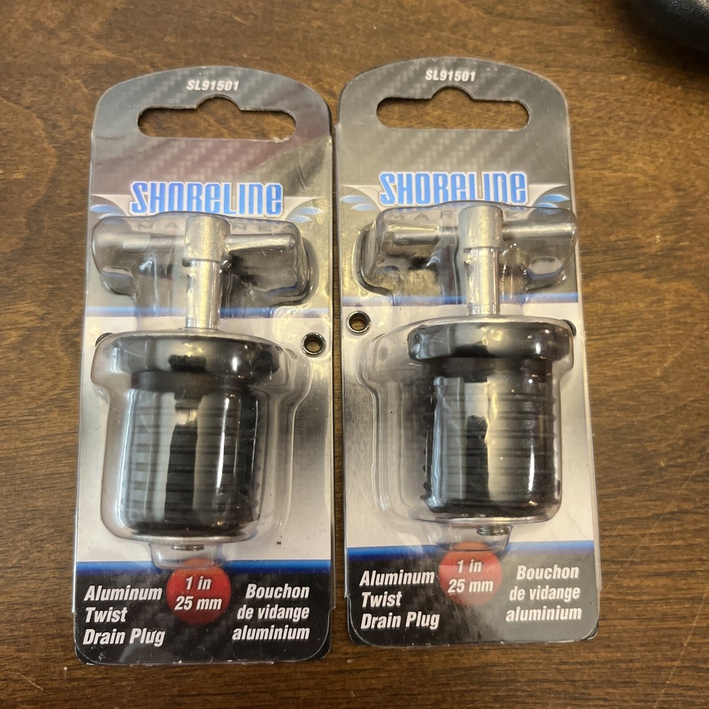2-Count - 1" inch T-Handle Twist-In BOAT DRAIN PLUG - Aluminum & Rubber transom