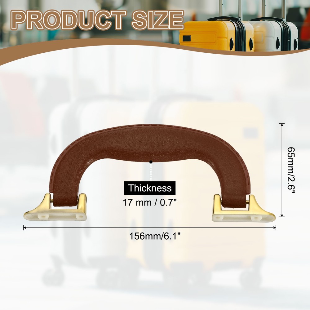 2Pcs Luggage Handle Plastic Pull Handle Grip Replacement with Screws Brown Gold
