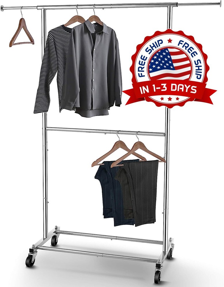 Perchero De Ropa Con Ruedas Ajustable Percha Independiente Para Prendas NUEVO US