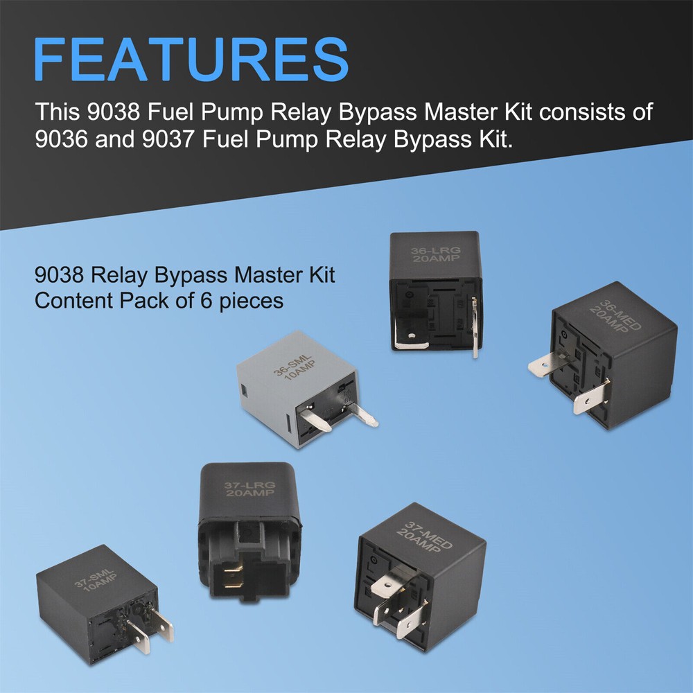 6 Pcs Ipa 9038 Fuel Pump Relay Bypas Master Kit