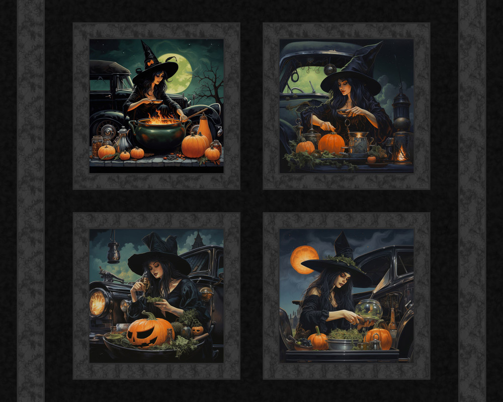 QUALITY 45" Digitally Printed Halloween Witch Panel Quality 100% cotton NEW