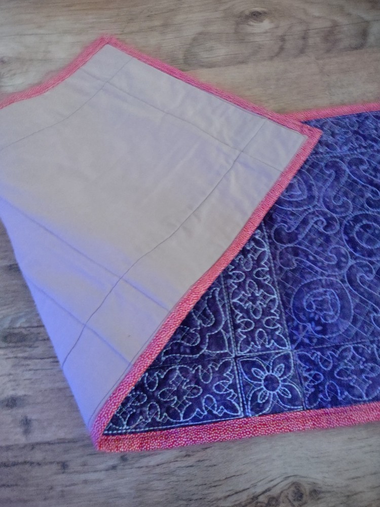Handmade Machine Quilted Table Runner Reversible Celtic Cross Purples 12x32"