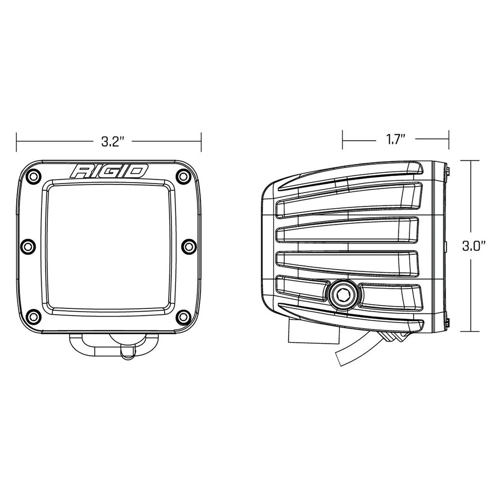 Rigid 611513 D-Series PRO Flood Diffused White Square LED Single Light Kit White