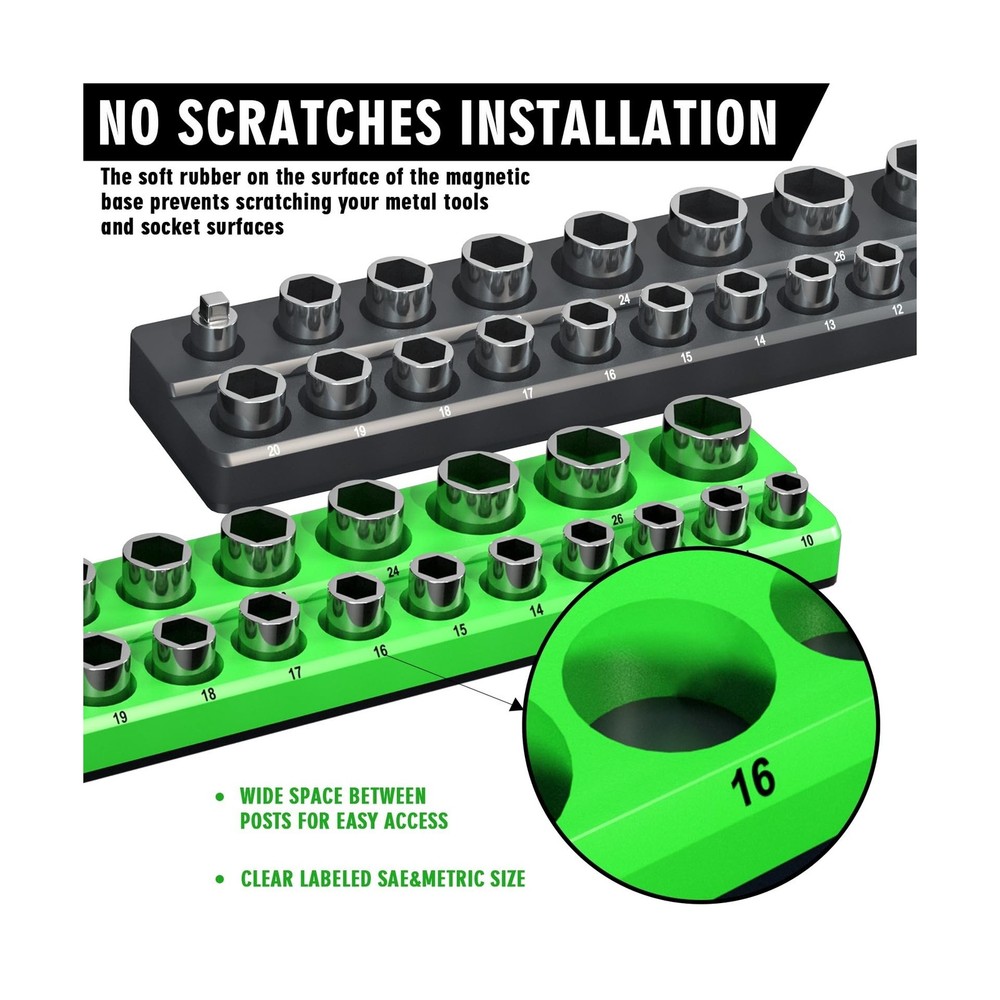 Magnetic Socket Organizer Holder Set For Tool Box Drawer, Toolbox O... Fast Ship