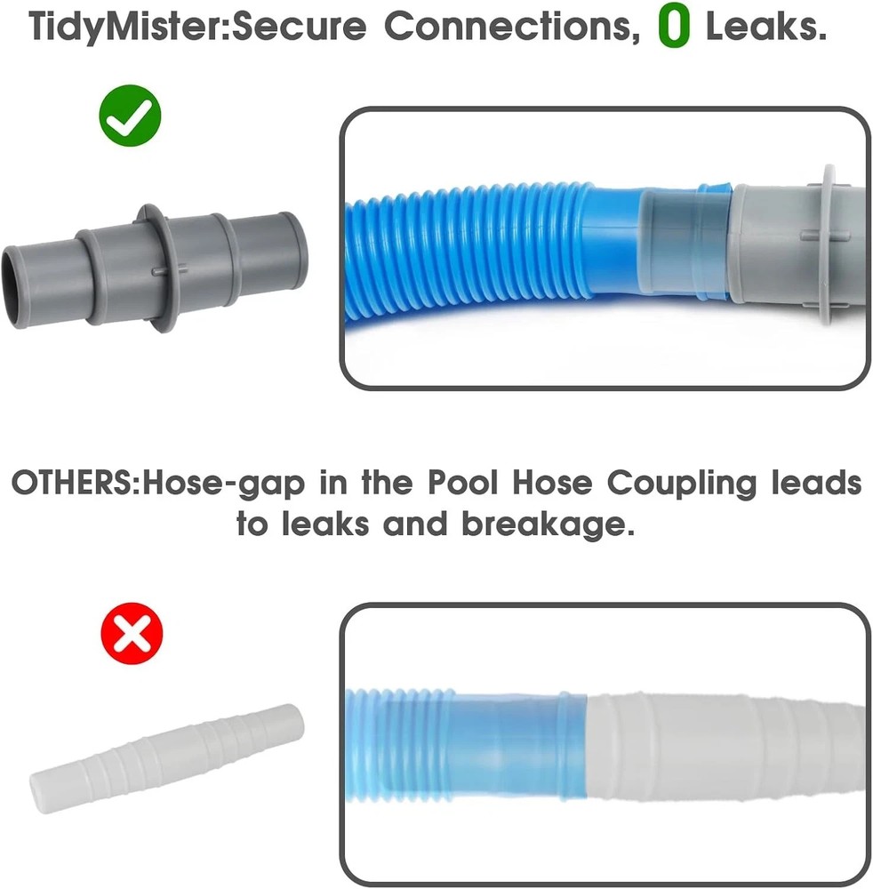 2 pack Pool Hose Adapter Connector Coupling 1-1/4" or 1-1/2" Plastic -D