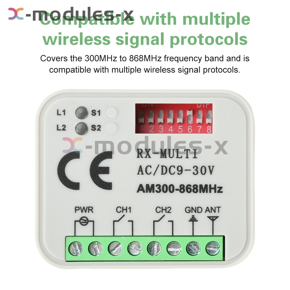 Universal 300-868MHz Multi-Frequency Receiver Switch Controller AC/DC On/Off