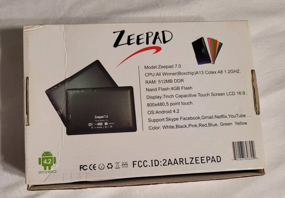 Zeepad 7.0 Android Tablet w/ Box & Case — Pink — Good Condition