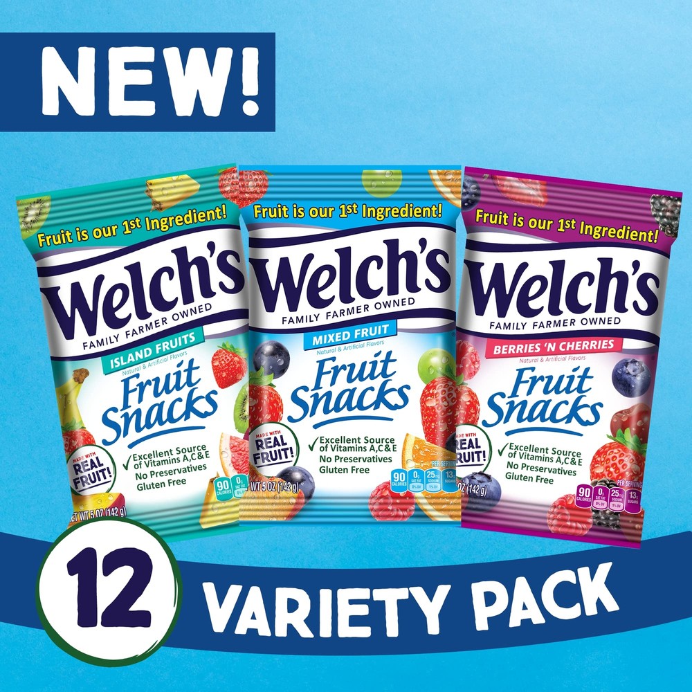 Welch's Fruit Snacks, Variety Pack With Mixed Fruit, Berries 'N Cherries &
