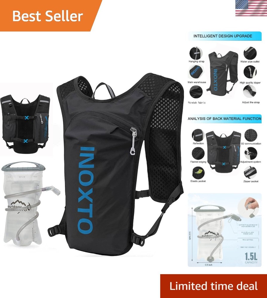 Safety-Enhanced Hydration Backpack with Reflective Trim & Multi Storage Pockets