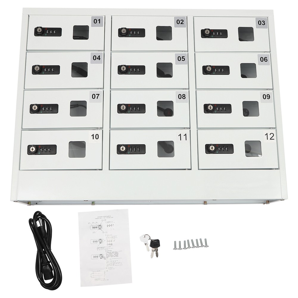 Cellphone Charging Station 12 Slots Cellphone Locker Rectangular 64.5*16*49cm