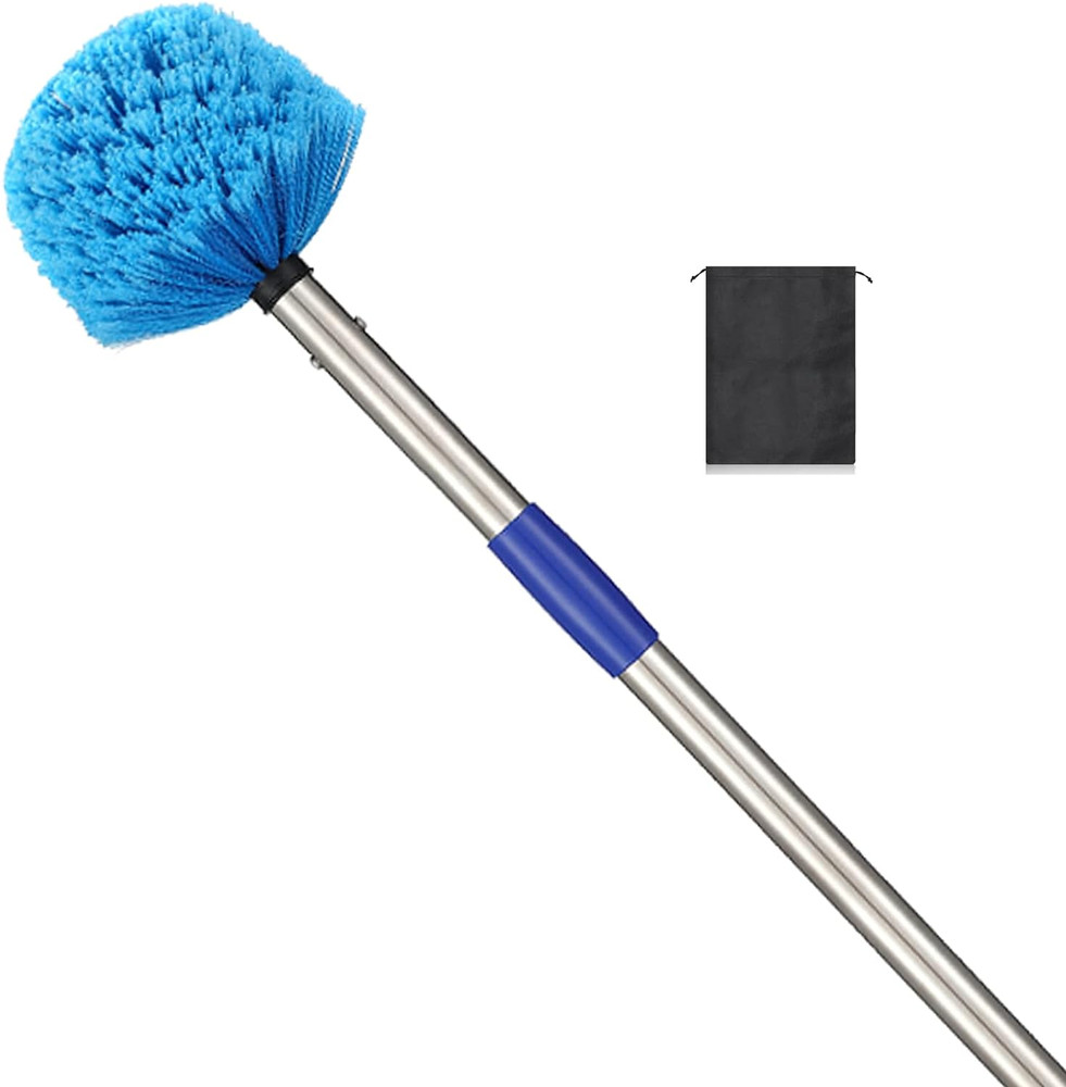 112" Long Reach Extend Handle Cobweb Duster Medium Stiff Bristle Brush Cleaning