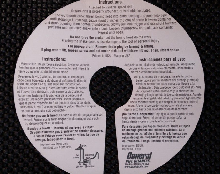 25 ft. POWER SPIN-THRU DRAIN UN-CLOG/ SNAKE NEW
