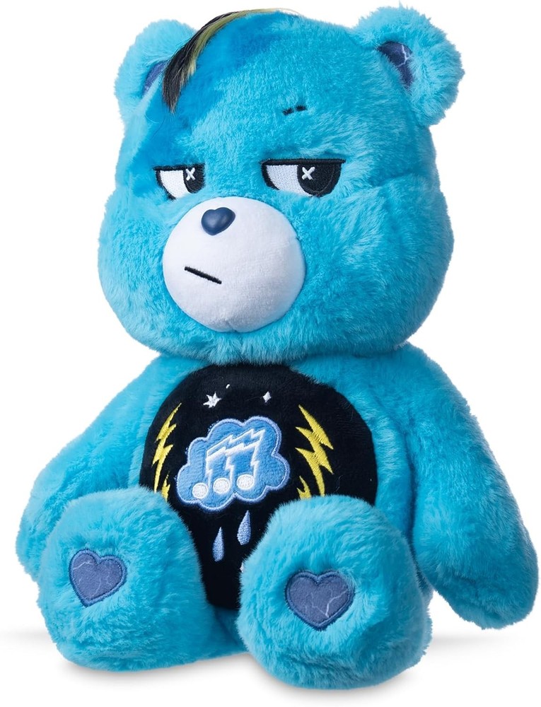 Care Bears 14" Rock Theme Grumpy Bear Medium Size Plush Soft, Huggable Plushie