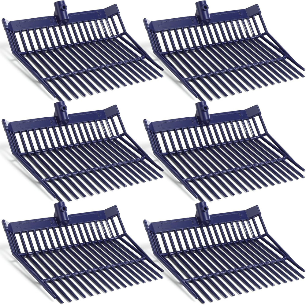 6 Pcs Manure Fork Replacement Head, 18 Tines Pitchfork Head with Screws and Nuts